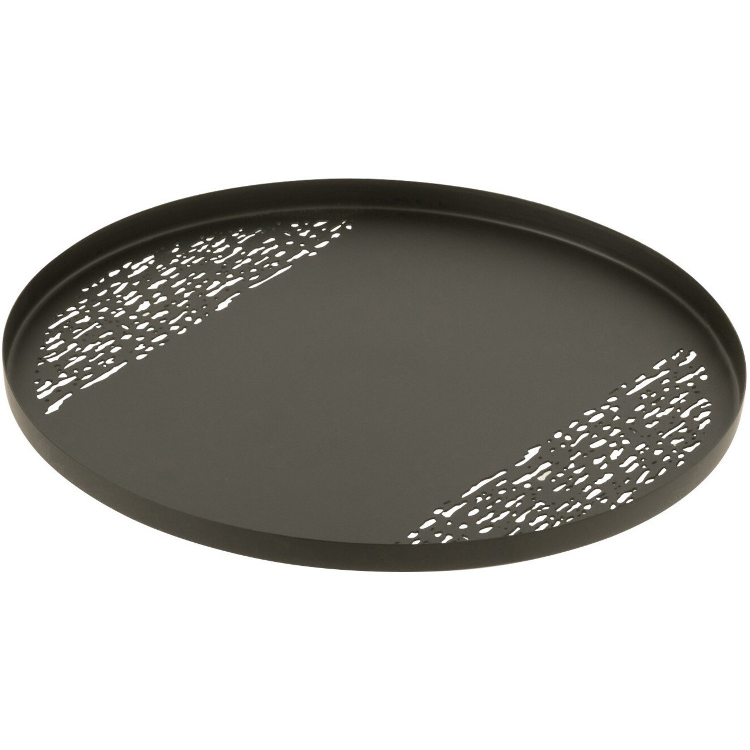 Plateau rond en metal grillage noir