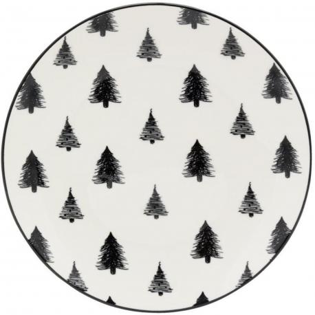 6 assiettes  en porcelaine/sapins