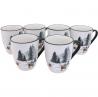 6 mug  en porcelaine cerf/sapins