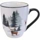 6 mug  en porcelaine cerf/sapins