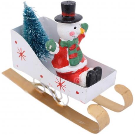 Mini luge deco bonhomme de neige