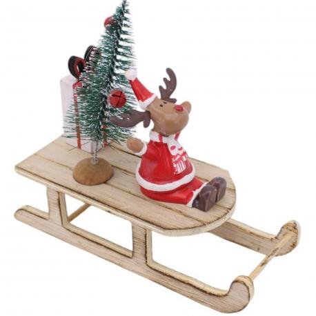 Petite luge déco renne de noel