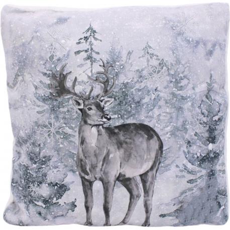 Coussin cerf paysage enneigé