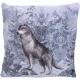 Coussin loup paysage enneigé