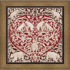 Toile sur chassis coeur ours rouge et brun