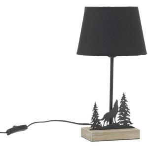 Lampe motif loup/sapins noir